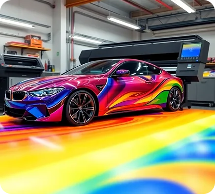 Car finished with a full colour vehicle wrap
